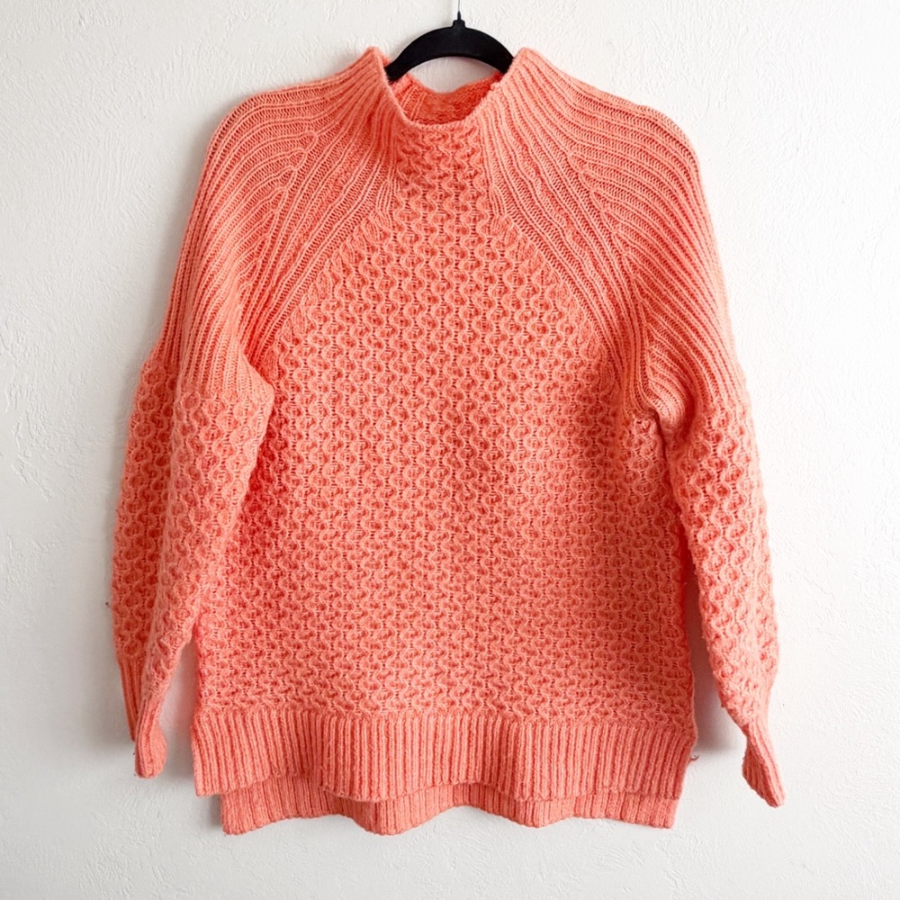 Anthropologie Bia Mock Neck Tunic Orange Sweater size Small